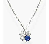 AMEN CLPQUBBL Collana Quadricuore Rodio e Zirconi Bianchi e Blu