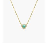 AMEN CLTICUGVAZ Collana Dolce Cuore Verde Acqua in Argento Dorato