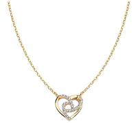 Amen Collana Cuore in Argento Oro con Zirconi, Medium, Argento Sterling, Zircone