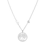 Amen collana girocollo albero della vita, cuore e scritta life in argento 925.Unisex Lunghezza 40+4 cm