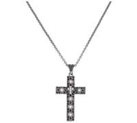 AMEN - Collana In Argento 925 - Collezione Rosari - Colore Rodionero - Misura Unica Collana Croce