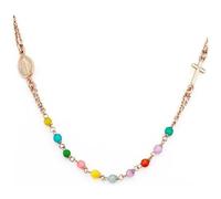 AMEN - Collana In Argento 925 - Collezione Rosari - Colore Ros - Misura Unica Rosario Girocollo Agata Colorata