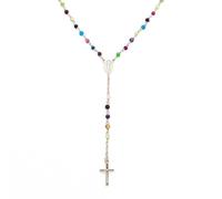 Amen Collana In Argento 925 Collezione Rosari - Colore Rosè - Misura Unica Rosario Classico Agata Colorata