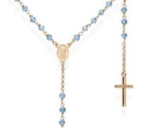 Amen Collana Rosario Argento Rosè Cristalli Cielo Comunione Cresima CRORC4