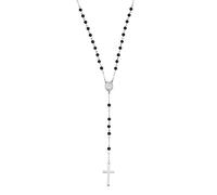Amen collana rosario con medaglietta madonna immacolata, croce in acciaio e grani in onice nera da 4 mm. lunghezza 51 cm ACCL113