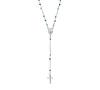 Amen Collana Rosario Donna Argento 925 Cristalli Multicolor Sacro Rosari Croce