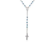 Amen Collana Rosario Donna Argento Cristalli Azzurro Comunione Cresima CROBC4