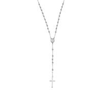 Amen collana rosario in acciao inossidabile con croce e medaglietta,Lunghezza 51 cm - Grani 0,4 cm, Collezione Metropolitan ACCL112