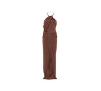Amen, ,Dresses ,Donna ,Marrone ,S Abito Lungo con Scollo all'Americana e Dettaglio Twist