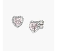 AMEN ETICUBMOZ Orecchini Dolce Cuore Rosa Morganite in Argento