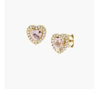 AMEN ETICUGMOZ Orecchini Dolce Cuore Rosa Morganite in Argento Dorato