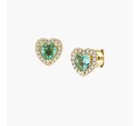 AMEN ETICUGVAZ Orecchini Dolce Cuore Verde Acqua in Argento Dorato