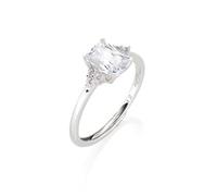 AMEN Gioielli, Anello Princess, Anello Donna Argento 925, Rodiato con Zirconi Bianchi, Anello regolabile per misure dalla 14 alla 16, Regalo Donna
