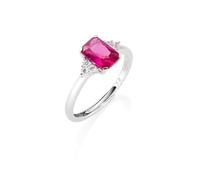 AMEN Gioielli, Anello Princess, Anello Donna Argento 925, Rodiato con Zirconi Rossi e Bianchi, Anello regolabile per misure dalla 18 alla 20, Regalo Donna