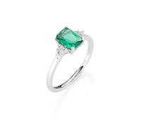 AMEN Gioielli, Anello Princess, Anello Donna Argento 925, Rodiato con Zirconi Verdi e Bianchi, Anello regolabile per misure dalla 18 alla 20, Regalo Donna