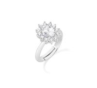 AMEN Gioielli, Anello Royal Lady, Anello Donna Argento 925, Rodiato con Zirconi Bianchi, Anello regolabile per misure dalla 18 alla 20, Regalo Donna, Made In Italy