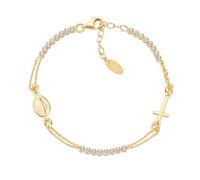 AMEN Gioielli, Bracciale con Medaglia Miracolosa, Bracciale Argento 925 Donna Uomo, Dorato con Zirconi Bianchi, Regalo Donna, Regalo Uomo, Made In Italy