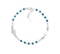 Amen Gioielli, Bracciale Rosario, Bracciale Argento 925 Donna Uomo, Rodiato con Cristalli Blu, Regalo Donna, Regalo Uomo, Made In Italy