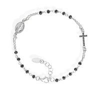 Amen Gioielli, Bracciale Rosario, Bracciale Argento 925 Donna Uomo, Rodiato con Cristalli e Zirconi Neri, Regalo Donna, Regalo Uomo, Made In Italy.