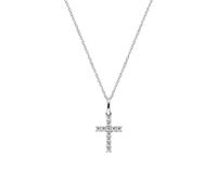 AMEN Gioielli, Collana con Croce, Collana Donna Argento 925, Ciondolo Croce, Rodiato con Zirconi Bianchi, Regalo Donna.