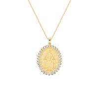 AMEN Gioielli, Collana con Medaglia di Medjugorje, Collana Argento 925 Dorata, Zirconi Bianchi, Regalo Donna