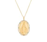 AMEN Gioielli, Collana con Medaglia Miracolosa, Collana Donna Argento 925 Dorata, Zirconi Bianchi e Turchesi, Regalo Donna