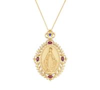 Amen Gioielli, Collana con Medaglia Miracolosa, Collana Donna Argento 925 Dorata, Zirconi Rossi e Blu, Regalo Donna