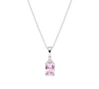 AMEN Gioielli, Collana Princess, Collana Donna Argento 925, Rodiato con Zircone Pendente Rosa, Regalo Donna