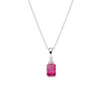 AMEN Gioielli, Collana Princess, Collana Donna Argento 925, Rodiato con Zircone Pendente Rosso, Regalo Donna