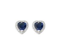 Amen Gioielli, Orecchini Cuore a Lobo, Orecchini Donna Argento 925, Rodiato con Zirconi Blu e Bianchi, Regalo Donna