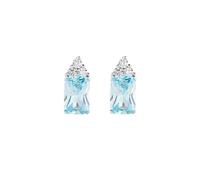 Amen Gioielli, Orecchini Princess, Orecchini Donna Argento 925, Rodiato con Zirconi Acquamarina e Bianchi, Regalo Donna