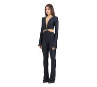 Amen, ,Jumpsuits & Playsuits ,Donna ,Nero ,S Tuta Nera Elegante Aderente con Dettaglio Gioiello