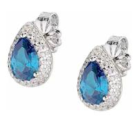 Amen Orecchini da Donna EGOBBLBZ Diamonds Argento 925 rodiato Zirconi bianchi e blu 9 mm