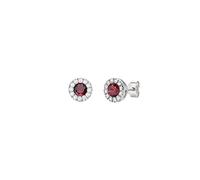 Amen Orecchini Donna Punto Luce zircone Bianco Rosso, 1, Argento, Non applicabile.