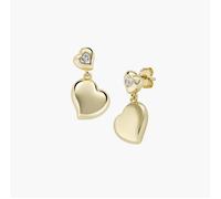 AMEN ORHBOLIGBZ Orecchini Cuori Gemelli con Zircone in Argento Dorato