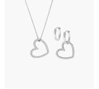 AMEN OTCLEHBBZ Set Collana e Orecchini Due Cuori con Zirconi in Ottone