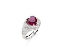 AMEN RHCIBBRZ2 Anello Regolabile Stardust Cuore Rosso Ciliegia con Zirconi