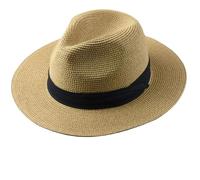 AMENGJ Cappello di Paglia Uomo Cappelli da Sole da 64 cm for Uomo e Donna, a Tesa Larga, da Spiaggia, in Paglia, con Testa Grande, Taglia Grande(Khaki,L 58-60cm)
