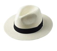 AMENGJ Cappello di Paglia Uomo Cappelli da Sole da 64 cm for Uomo e Donna, a Tesa Larga, da Spiaggia, in Paglia, con Testa Grande, Taglia Grande(White,XL 61-64cm)