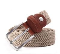 AMENGJ Cintura Intrecciata Donna Uomo Donna Casual Maglia Elastica Cintura Fibbia Ad Ardiglione Colore Misto Cinghia Intrecciata Tela Elasticizzata Cinture(100cm,Beige)