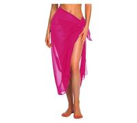 AMENGJ Gonna Copricostume Donna Copricostume da Spiaggia, Pareo Lungo e Corto da Donna, Copricostume da Spiaggia, Bikini, Gonna Corta Trasparente, Sciarpa for Copricostume da Bagno(Rose-Long)