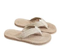 AMENGJ Pantofole di Paglia Sandali da Spiaggia con Cinturino Incrociato e Corda di Canapa, Infradito, Due Cinturini in Paglia(Color 2,38)