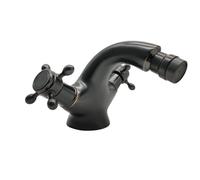 AMENGJ Rubinetti Stile Antico Rubinetto for Bidet Antico G1/2, Due Maniglie girevoli in Ceramica, Miscelatore for lavabo da Bagno, in Ottone, monoforo, Montato sul Ponte(Black)