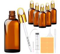 Amentalove 2 x100ml+2 x10ml Boccette Vetro Contagocce, Flaconi Contagocce in Vetro, Ambra Bottiglie Contagocce Vetro con Pipetta Siringa per Profumi Olio Essenziali Massaggio Aromaterapia Laboratorio