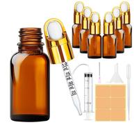 Amentalove 6PCS 10ml Boccette Vetro Contagocce, Flaconi Contagocce in Vetro, Ambra Bottiglie Contagocce Vetro con Pipetta Imbuti Siringa per Profumi Olio Essenziali Massaggio Aromaterapia Laboratorio