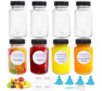 Amentalove 8 Pcs Bottiglie di Succo di Vetro,3.5oz/100ml Mini Bottiglie Vetro, Bottigliette di vetro Piccole per Liquori Alcolici, Mini Bottiglie per Shot con Imbuti Adesivi per Succo di Latte Zenzero