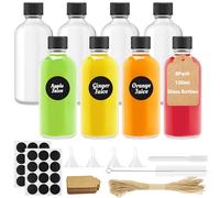 Amentalove 8PCS Bottigliette di Vetro Piccole, 3.4oz/100ml Mini Bottiglie vetro,Bottigliette di vetro Piccole per Liquori Alcolici,Mini Bottiglie per Shot con Imbuti Adesivi per Succo di Latte Zenzero
