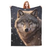 amepay Coperta con lupo, regalo per donne, uomini, ragazze, ragazzi, con lupi delle nevi, in flanella, per decorare la casa, divano, letto, divano, morbida, pelosa, leggera, per tutte le stagioni, 127