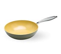 AMERCOOK Wok professionale AmVegan Chef by Fran Lopez con manico rivettato e antiaderente in ceramica all'olio d'oliva, adatto a tutti i tipi di fornelli anche a induzione (diametro 28 cm)