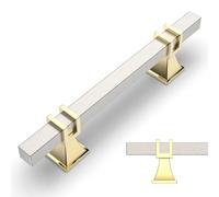 Amerdeco 10 pezzi Maniglie per Mobili da Cucina Distanza fori 96mm Oro+D'argento Maniglie cucina armadietti in mobili da cucina per mobili UK0003